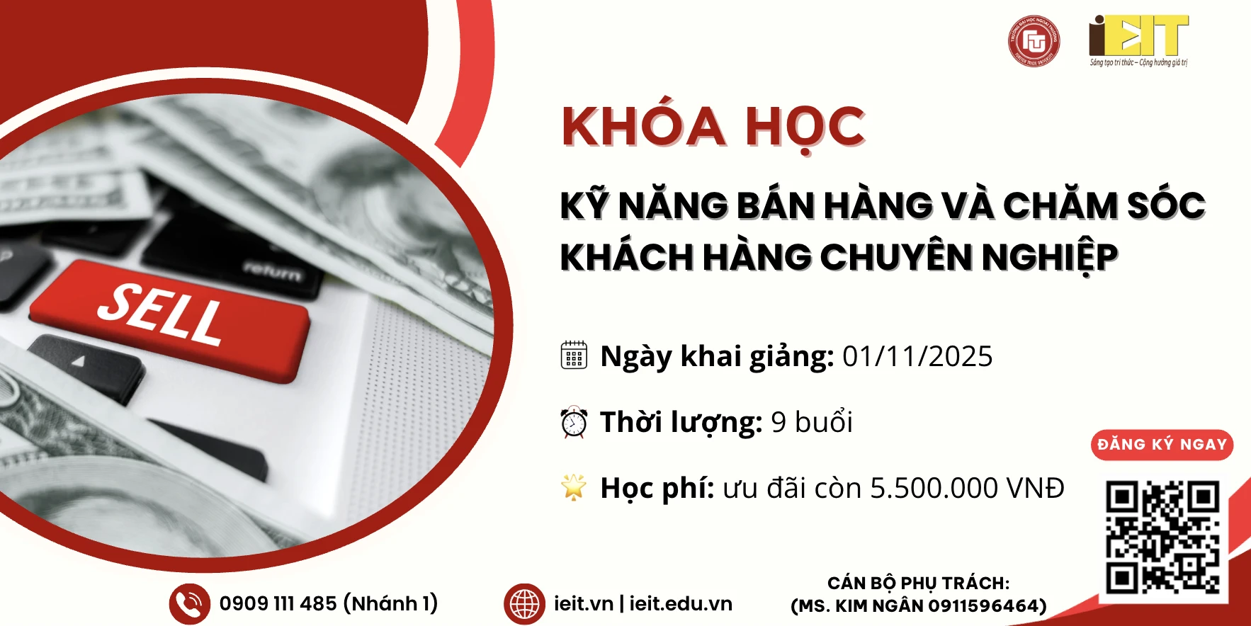 THÔNG BÁO TUYỂN SINH KHÓA ĐÀO TẠO “KỸ NĂNG BÁN HÀNG VÀ CHĂM SÓC KHÁCH HÀNG CHUYÊN NGHIỆP”