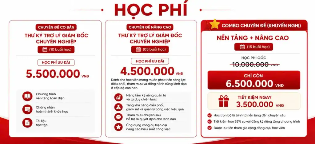 KHÓA HỌC THƯ KÝ, TRỢ LÝ GIÁM ĐỐC CHUYÊN NGHIỆP
