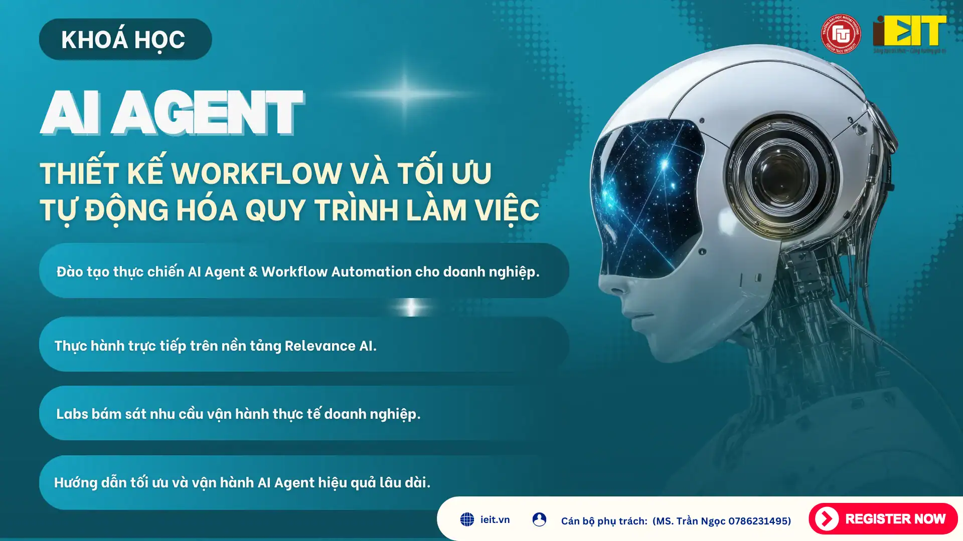 KHÓA HỌC AI AGENT THIẾT KẾ WORKFLOW VÀ TỐI ƯU TỰ ĐỘNG HÓA QUY TRÌNH LÀM VIỆC