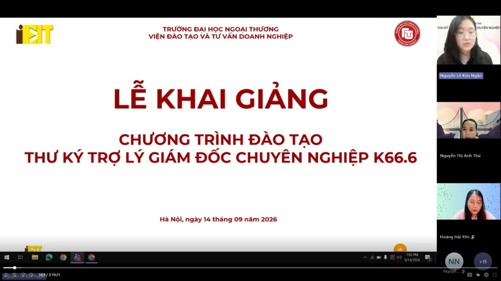KHAI GIẢNG KHÓA 66.6 CHƯƠNG TRÌNH ĐÀO TẠO TRỢ LÝ, THƯ KÝ GIÁM ĐỐC CHUYÊN NGHIỆP ONLINE 1 KHAI GIẢNG KHÓA 66.6 CHƯƠNG TRÌNH ĐÀO TẠO TRỢ LÝ, THƯ KÝ GIÁM ĐỐC CHUYÊN NGHIỆP ONLINE